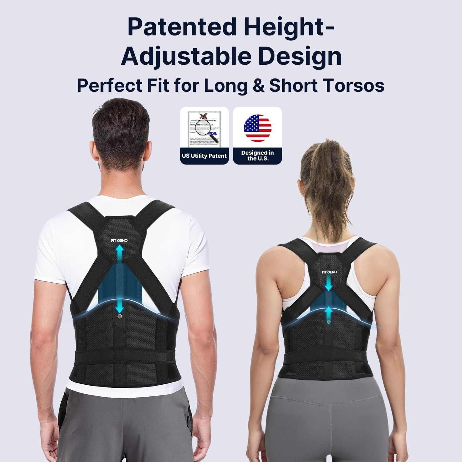 Posture Corrector for Women and Men HeightFit: Patented Height Adjustable Bac…