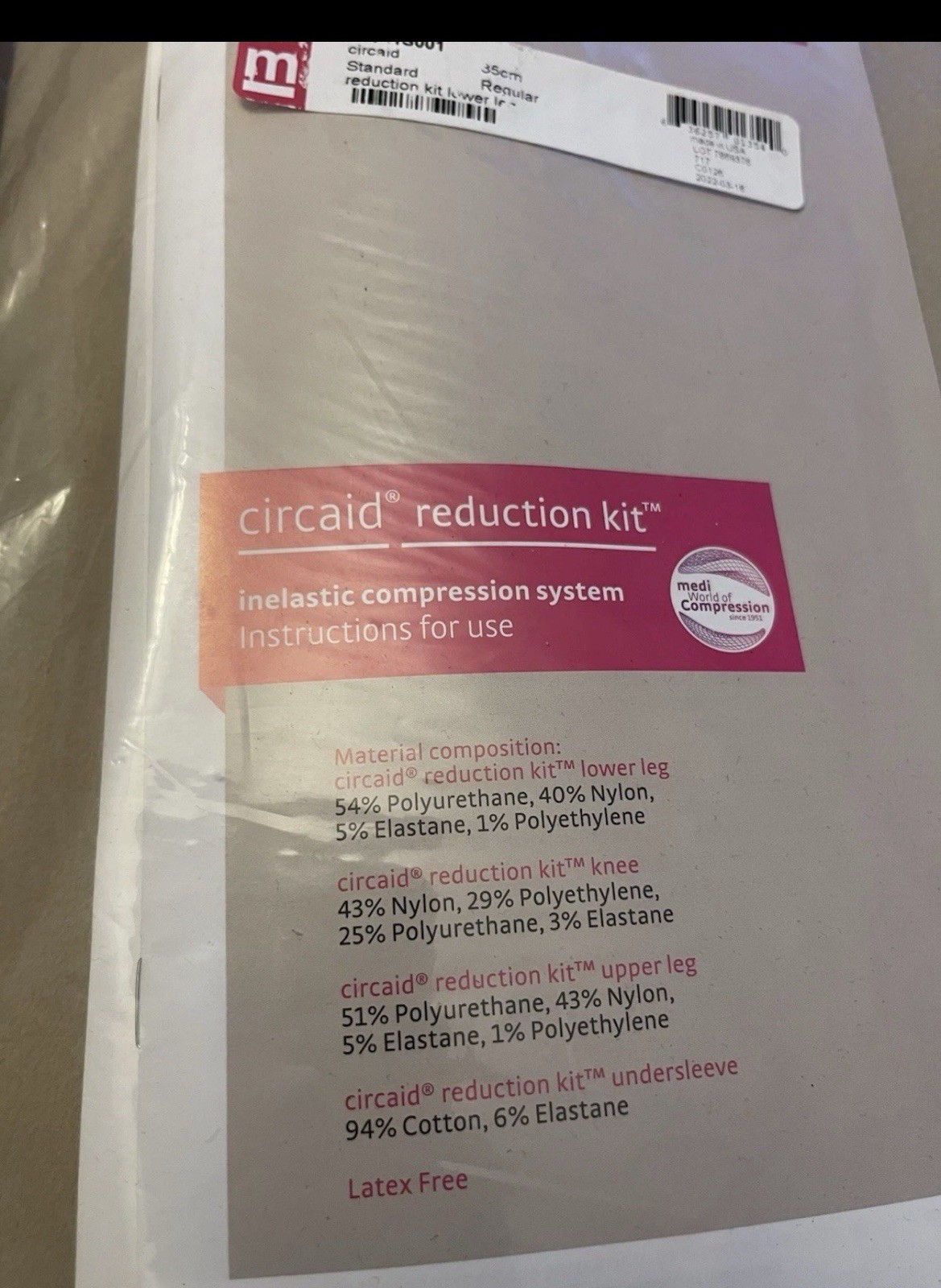 Circaid Standard Reduction Kit Lower Leg 35cm Regular