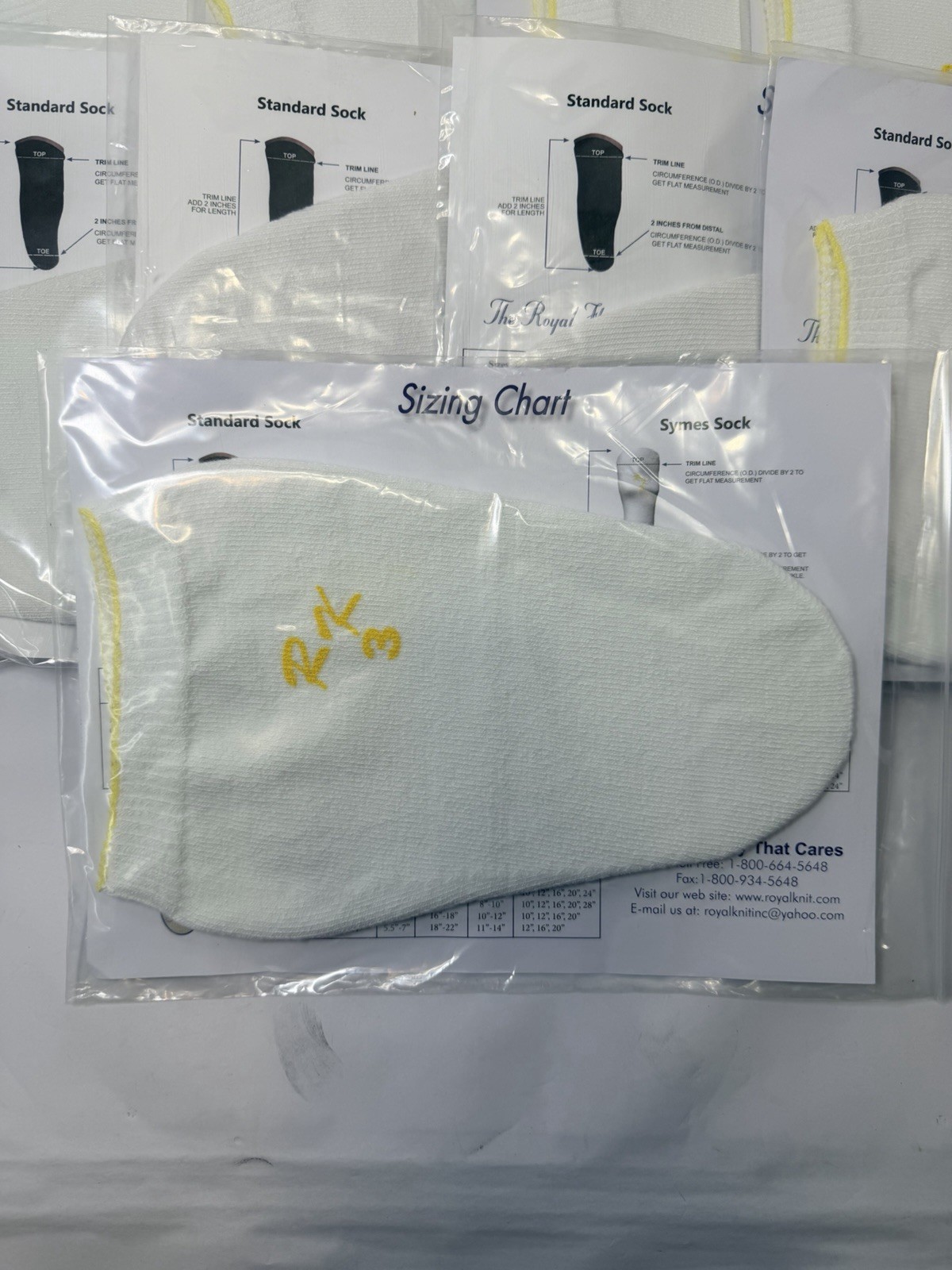 THE ROYAL FLUSH WHITE 3-PLY PROSTHETIC SOCK 10” LONG SIZE LARGE BRAND NEW