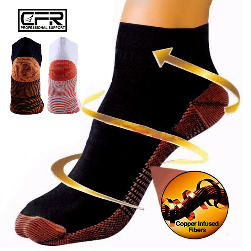 Copper Compression Socks Arch Ankle Sport Support Plantar Fasciitis Men Women US