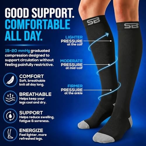 SB SOX 3-Pair Compression Socks for Men & Women (15-20mmHg) – Best Compressio…