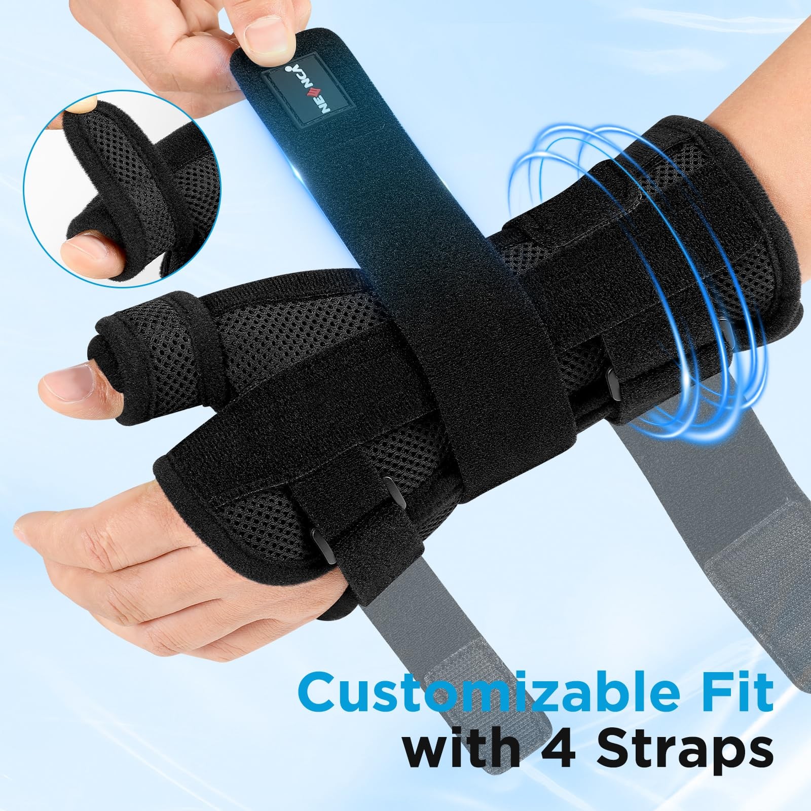 NEENCA Carpal Tunnel Wrist Brace with Thumb Support, XL/XXL/XXXL, Black
