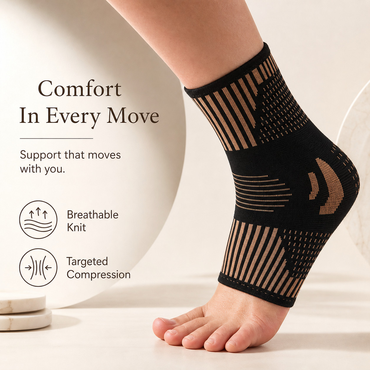 Copper Ankle Brace Compression Sleeve Support for Running Sports Sprain Pain
