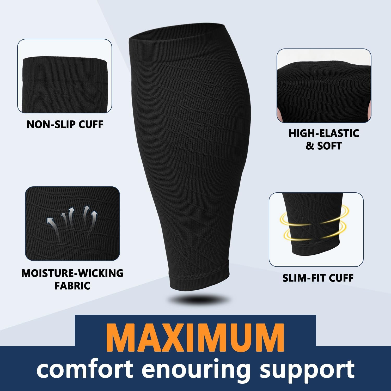 3 Pairs Calf Compression Sleeves for Men & Women – Footless Compression Socks Le