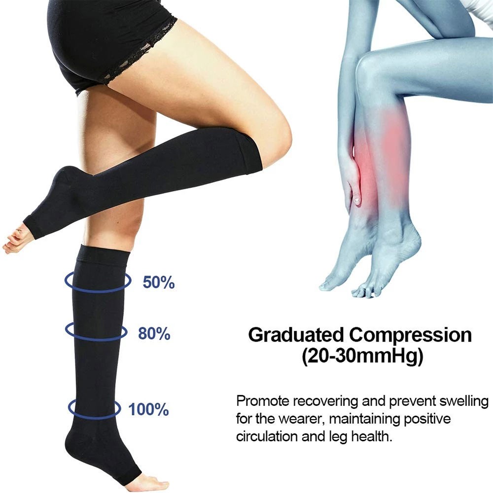Copper Zipper Compression Socks Support Graduated Stockings Mens Women 20-30mmHg