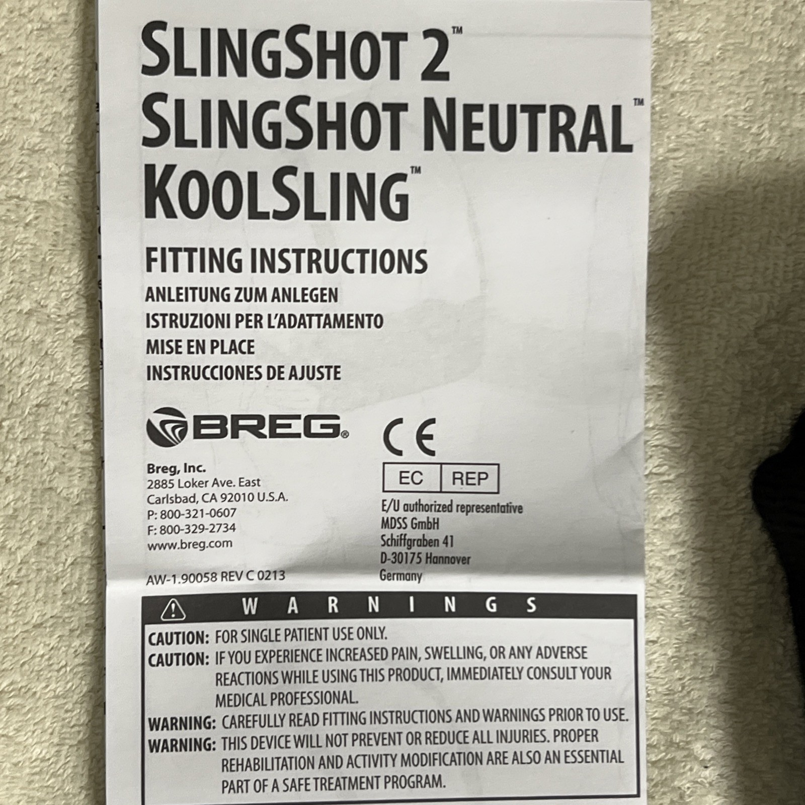 Breg Koolsling Immobilizer XL Slingshot 2 Arm Shoulder