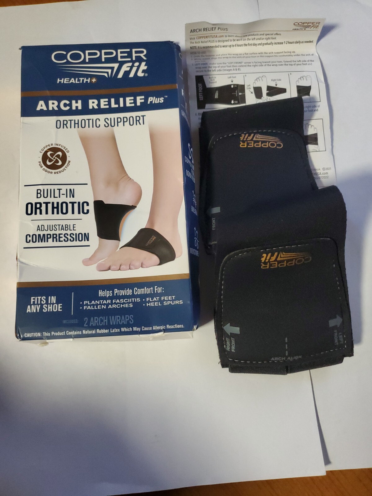 Copper Fit Health Unisex Arch Relief Plus with Built-In Orthotic Support – Black