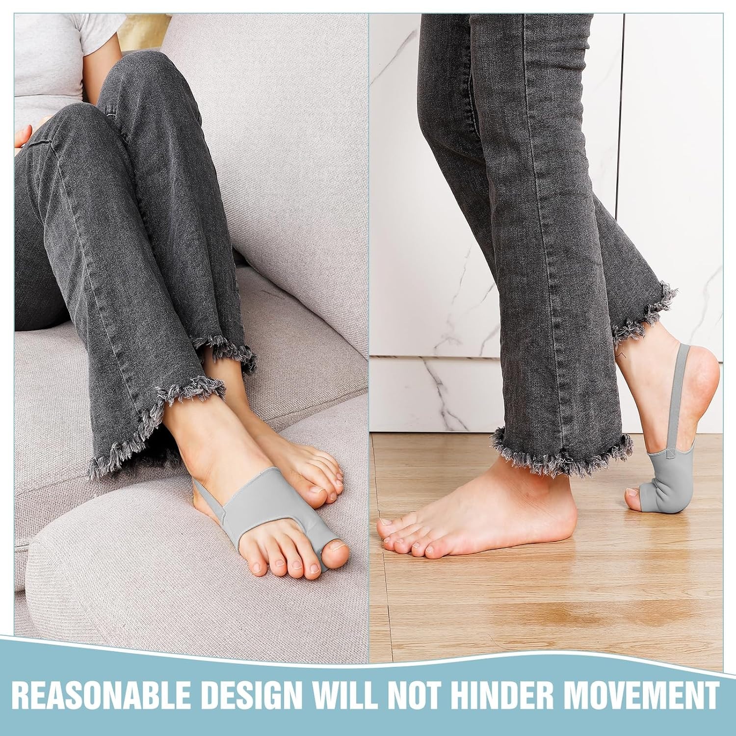 Toe Corrector Bunion Splint 2 Pack Adjustable Separator Support Brace Gray Foot