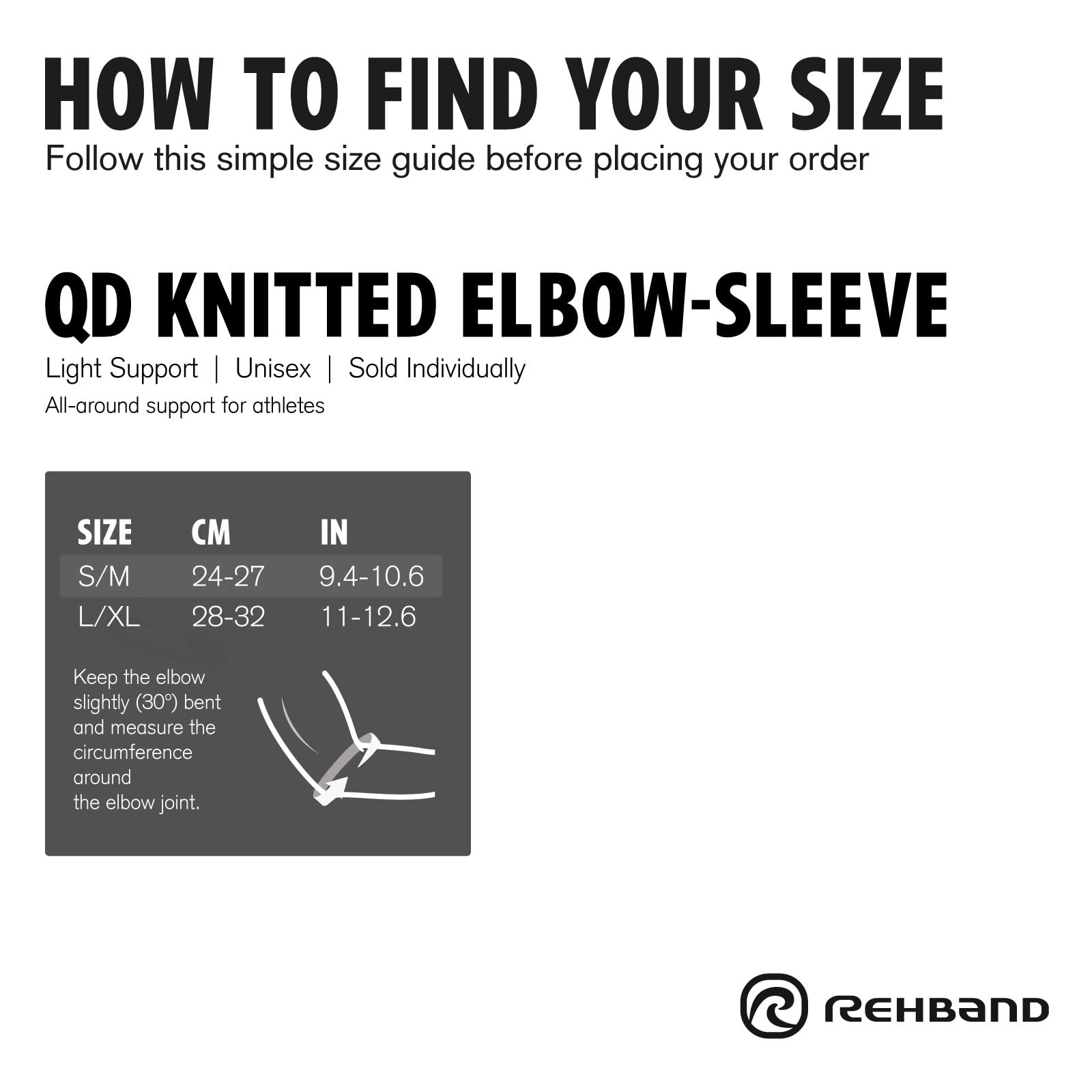 Rehband knitted elbow sleeve, support for work, Small / Medium, Grey