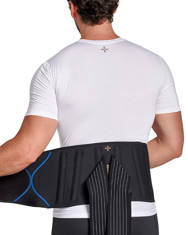 TOMMIE COPPER ADJUSTABLE COMPRESSION BACK BRACE Unisex Size L / XL BLACK / BLUE