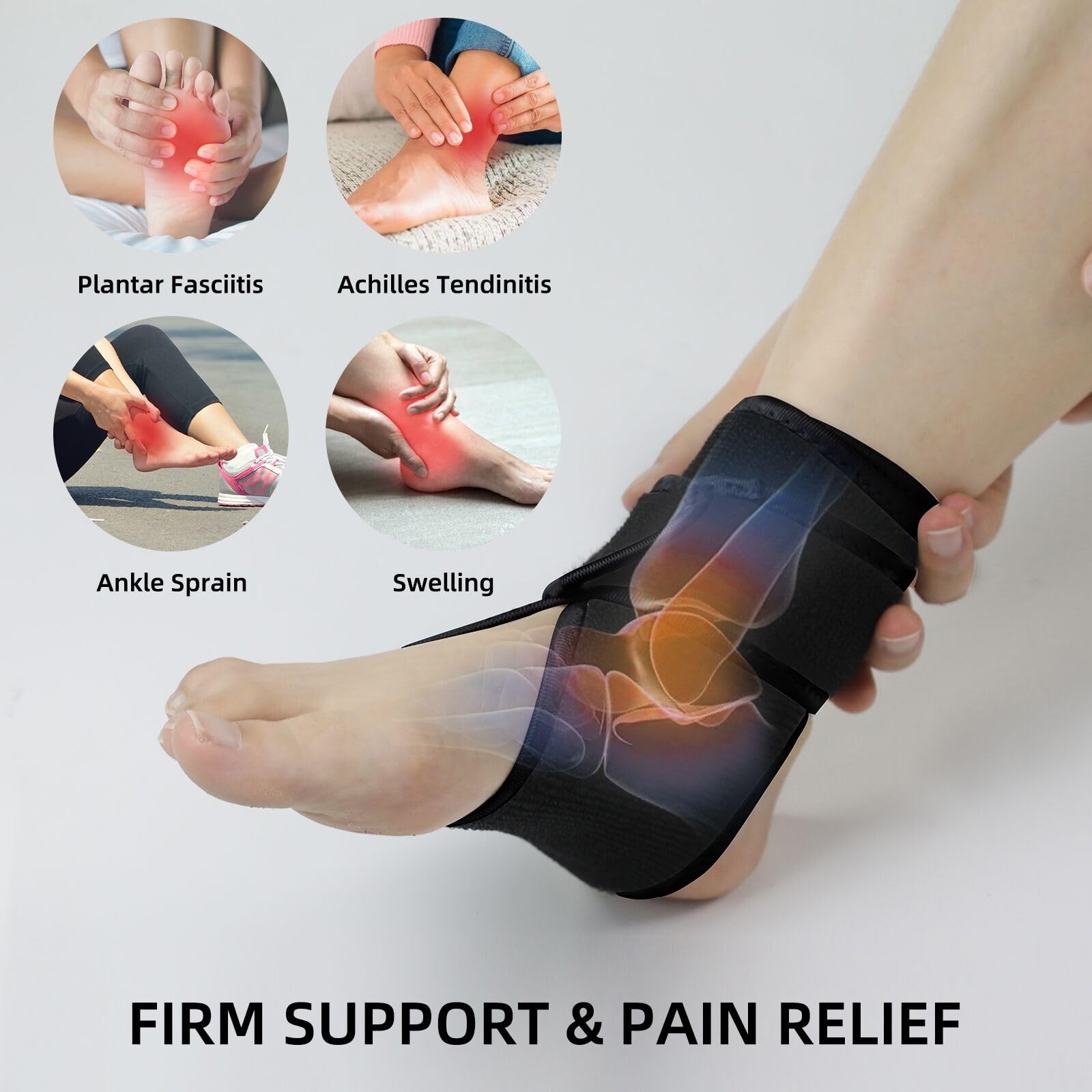 1 PCS Black One Size Ankle Support Brace Adjustable Wrap Stabilizer Foot Pain