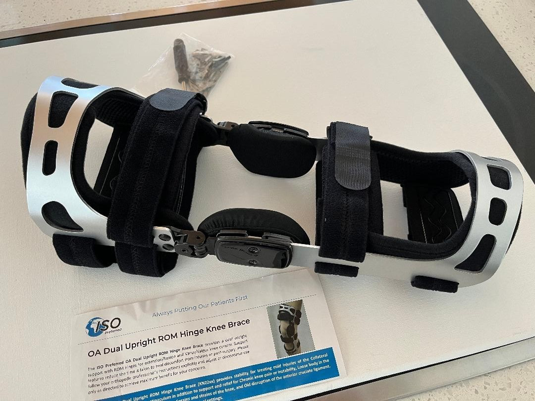 ISO Preferred OA Dual Upright ROM Hinge Knee Brace Post-Op Ligament S/LT New