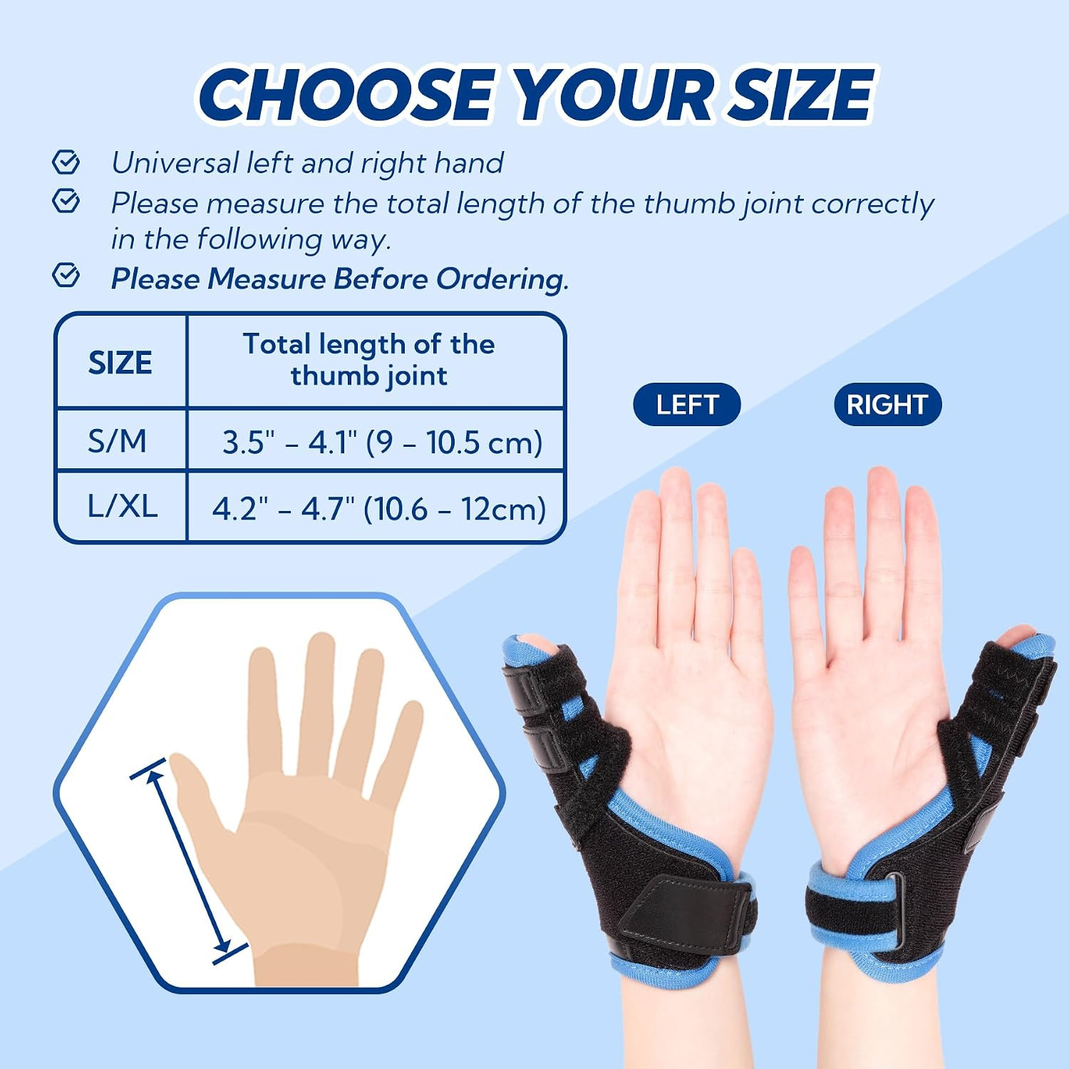 Trigger Thumb Splint, Thumb Spica Splint-Dequervains Tendonitis, CMC Joint Thumb