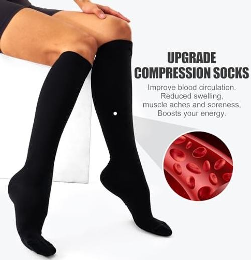 4 Pairs Compression Socks for Women and Large-X-Large 06 Black/White/Grey/Pink