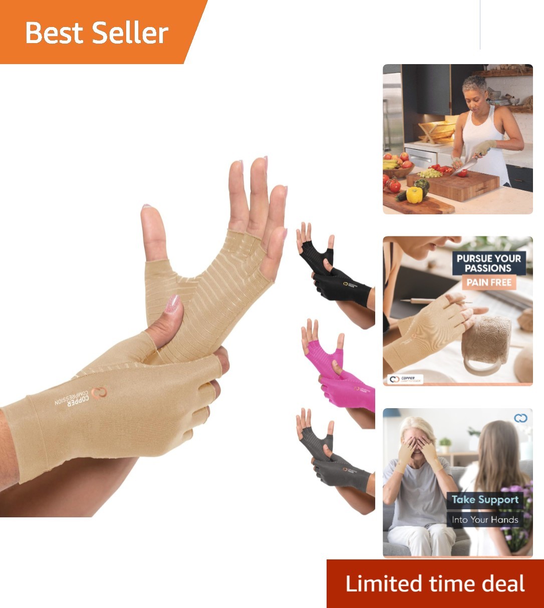 Compression Arthritis Gloves for Men & Women – Pain Relief in Elegant Nude Color