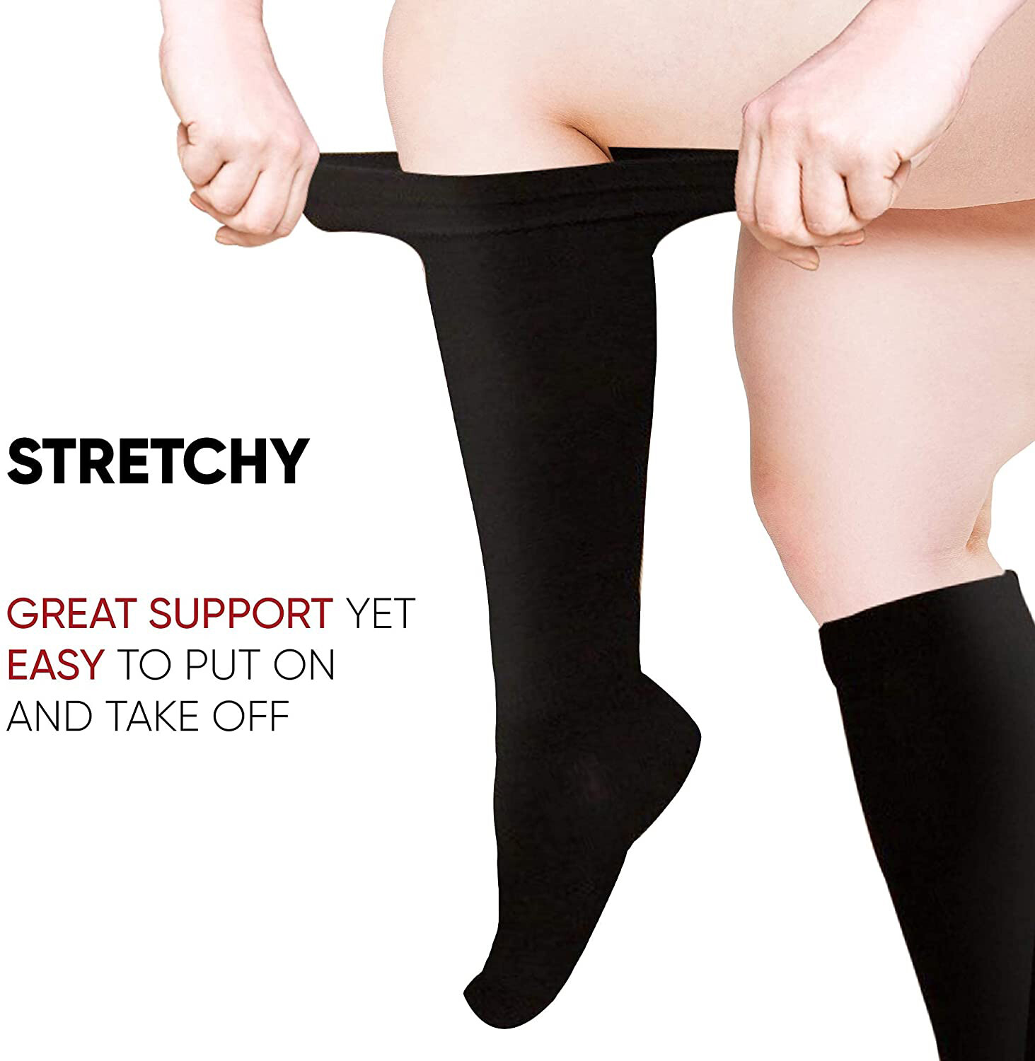 2 Pairs Medical Compression Socks for Women Plus Size Men Wide Calf S-XXL 3XL
