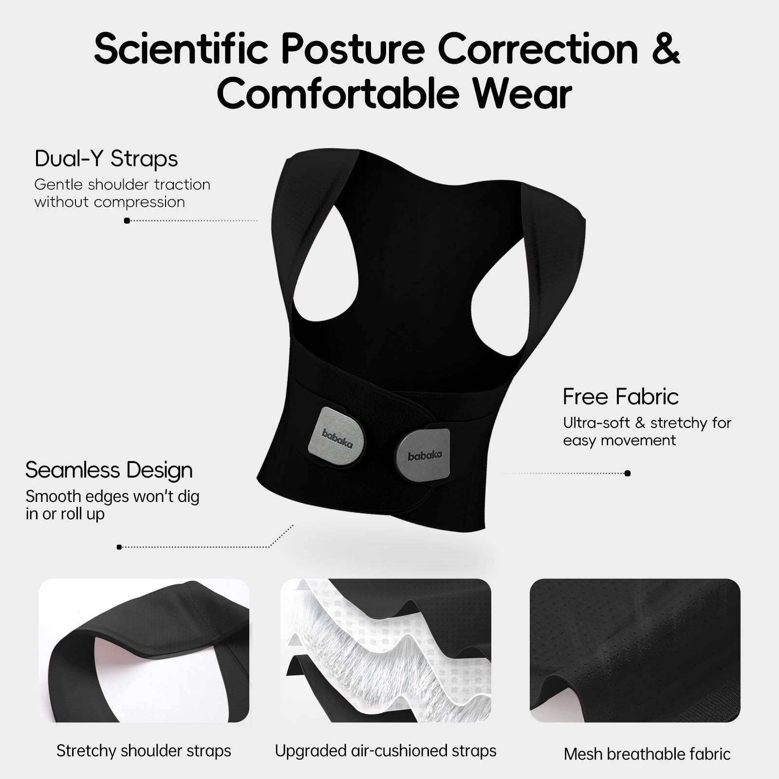 babaka Posture Corrector for Women, Invisible Lightweight Adjustable Back Bra…