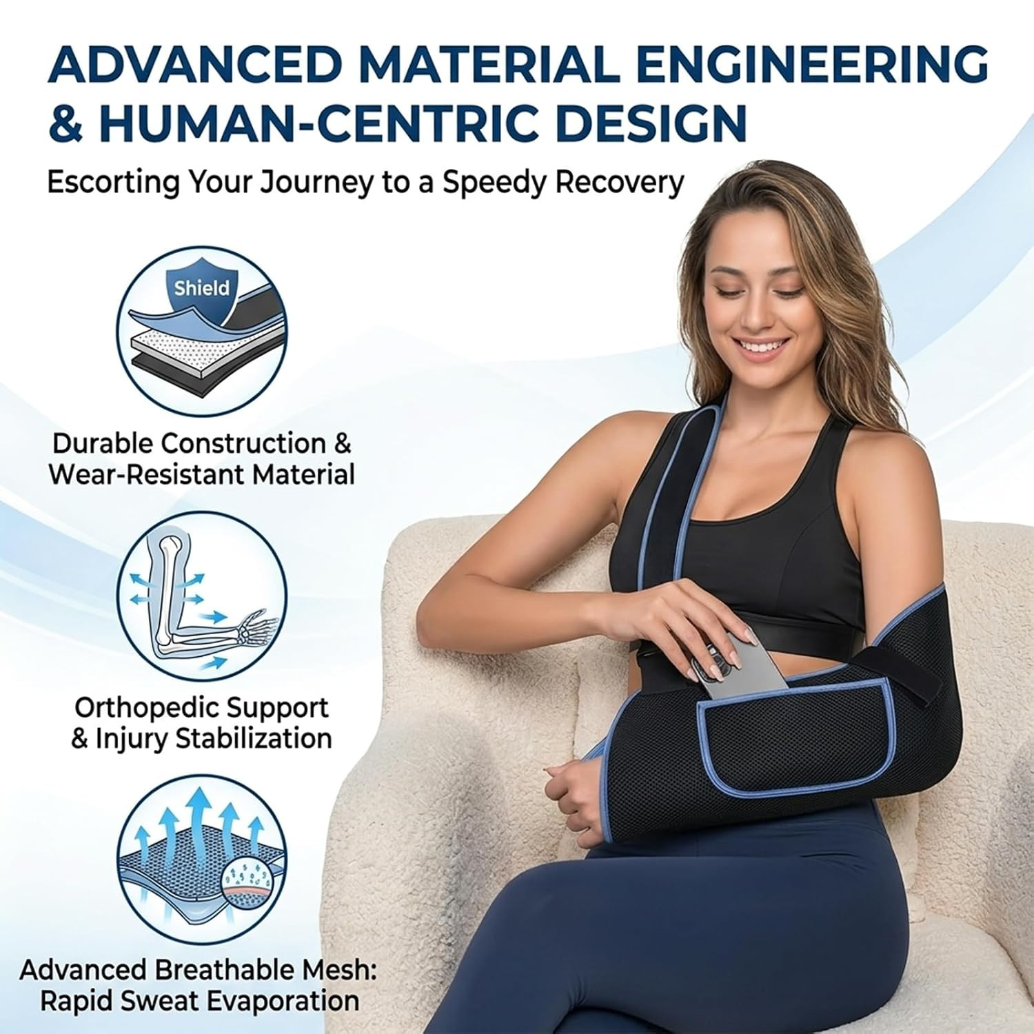 Arm Sling Shoulder Immobilizer – Rotator Cuff Support Brace,Equipped with adj…
