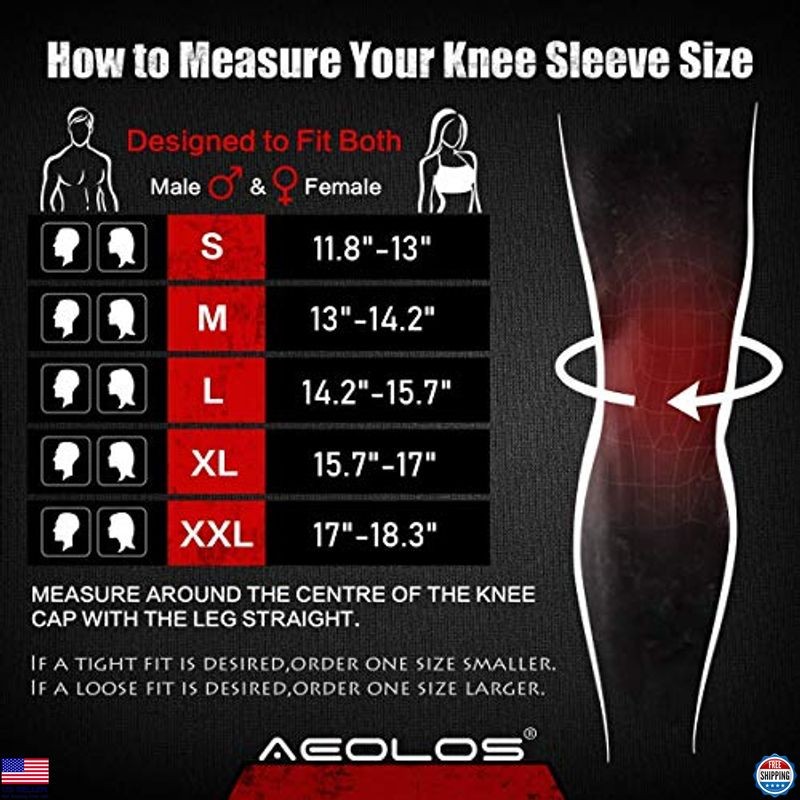AEOLOS 7mm Compression Knee Sleeves (1 Pair) – Support for Lifting & Sports