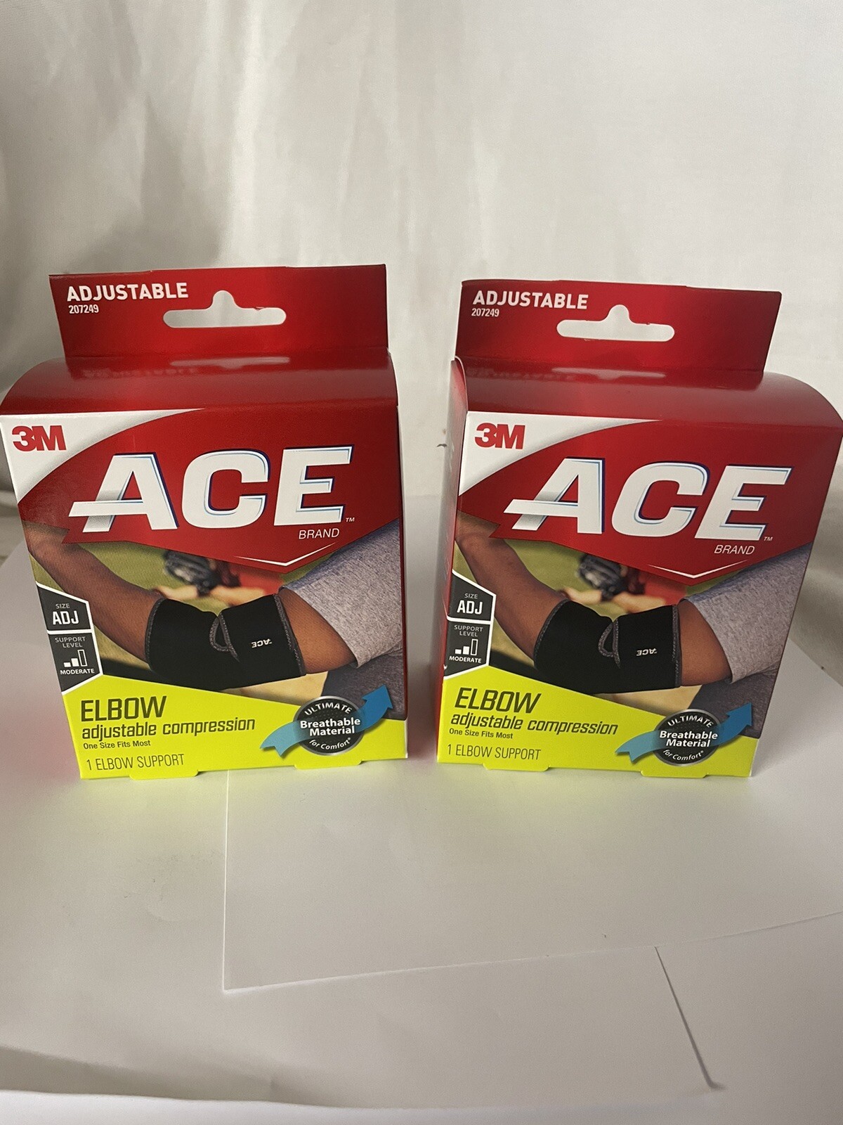 Lot of (2) 3M Ace 207249 Elbow Support, Adjustable Compression, Moderate Support