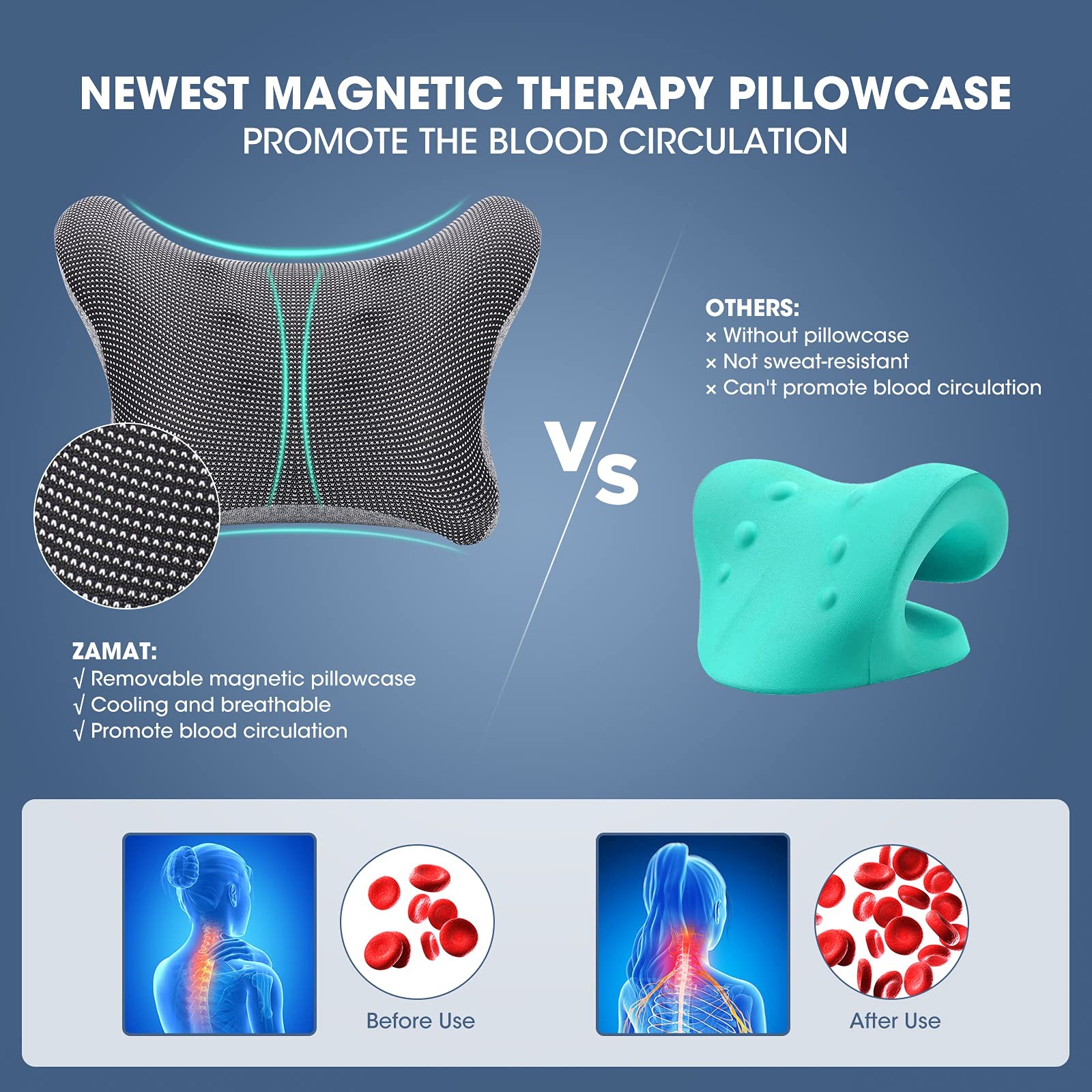 Neck Pain Relief Pillow Magnetic Therapy Cervical Traction Device Travel