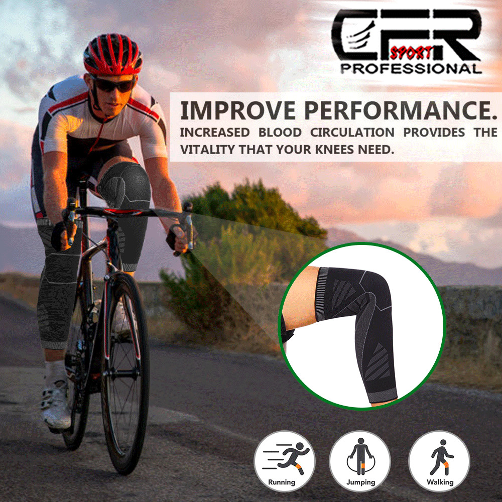Knee Sleeve Compression Brace Support Full Leg Sport Joint Pain Arthritis Relief