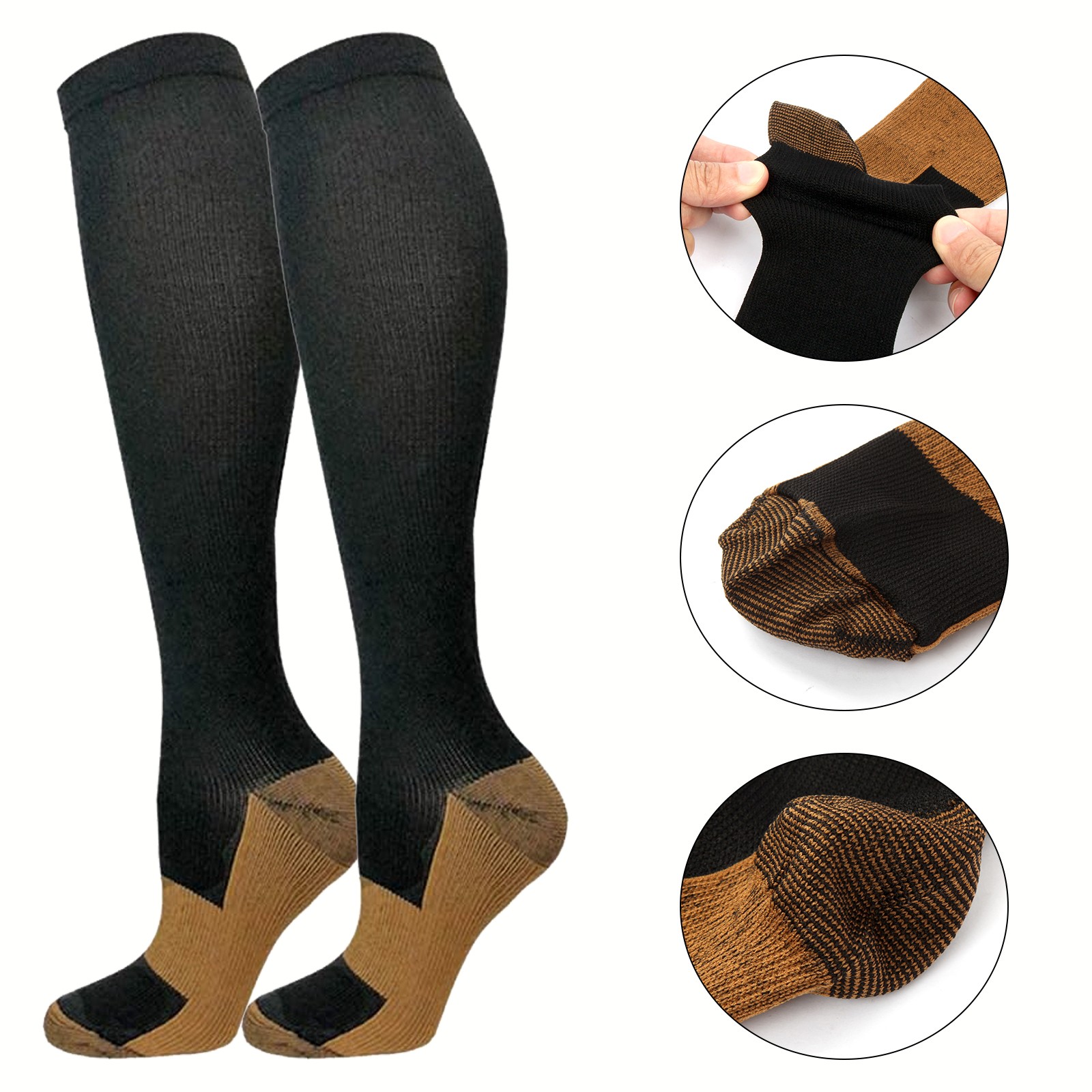 15 Pairs Knee-High Compression Socks Random Color 20-30mmHg Mens Womens S/M-XXL