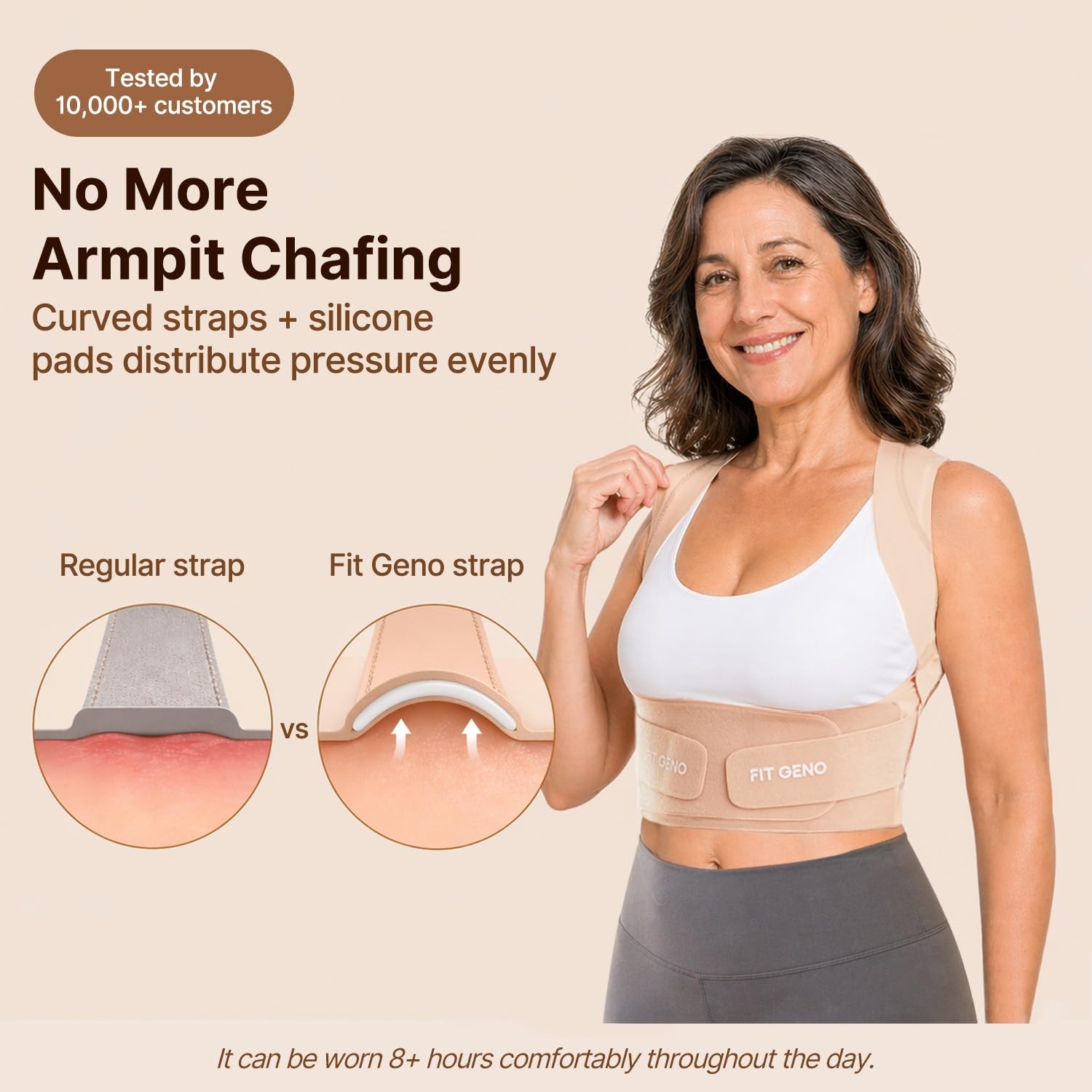 Fit Geno Invisilite Posture Corrector for L (Under Bust 32″- 38″), Beige