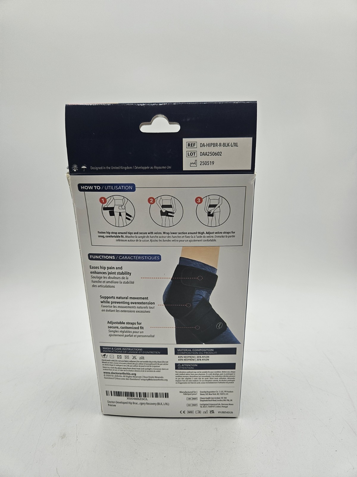 Dr. Arthritis Hip Brace L/XL Right Thigh Worn Once Black & Handbook Quick Guide!