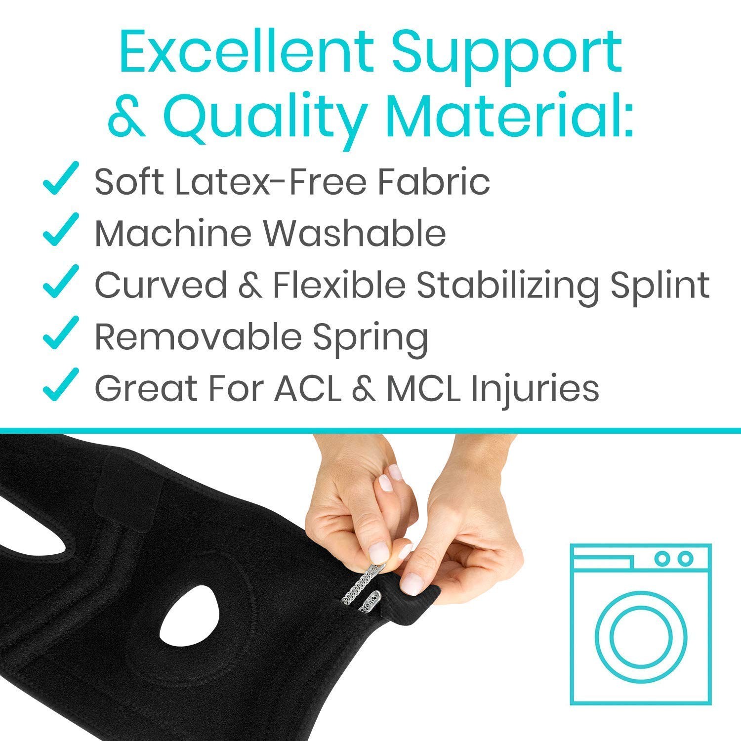 Vive Hinged Knee Brace with Side Stabilizers – Stabilizing Support with Open