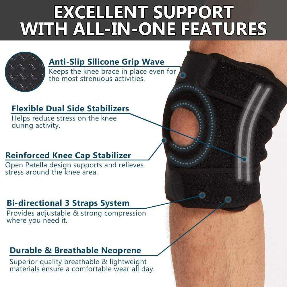Compression Knee Brace Patella Support Meniscus Tear Sport Pain Arthritis Relief