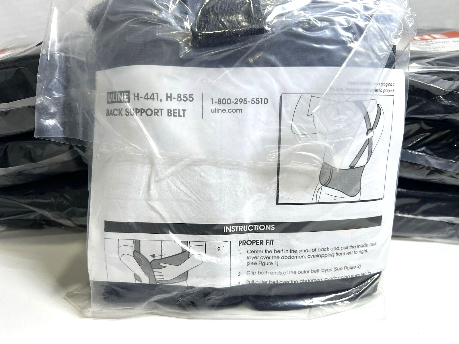 Lot of 10 Uline H-855BL Universal Black Back Support Belt New in Package Lumbar