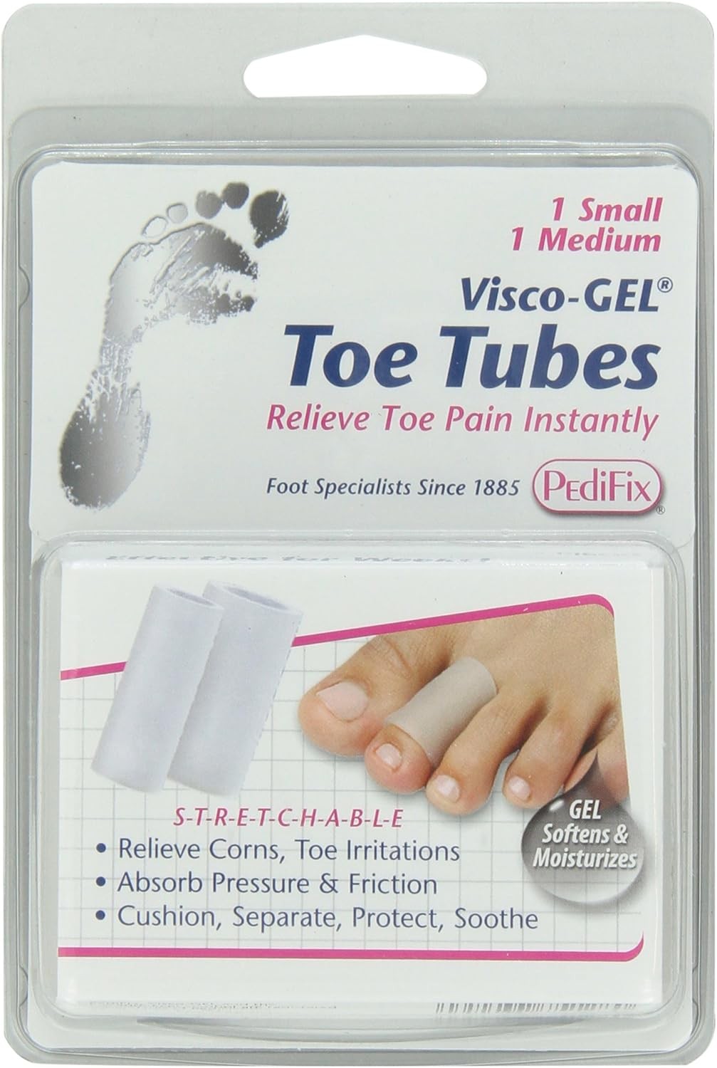 Visco-GEL Toe Tubes 2/Pack, 1 Small & 1 Medium
