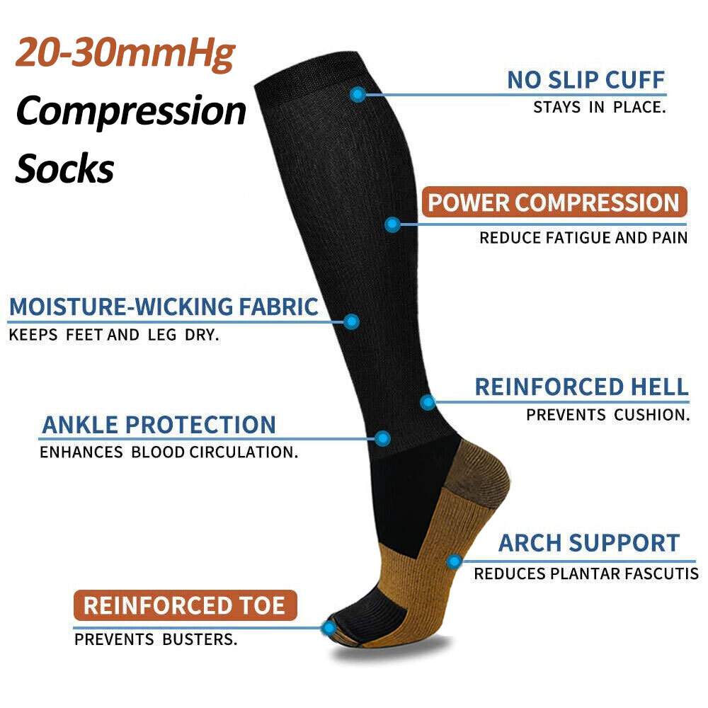 S/M L/Xl 2XL Wide Calf Plus Size Compression Socks Women Men 20-30mmhg