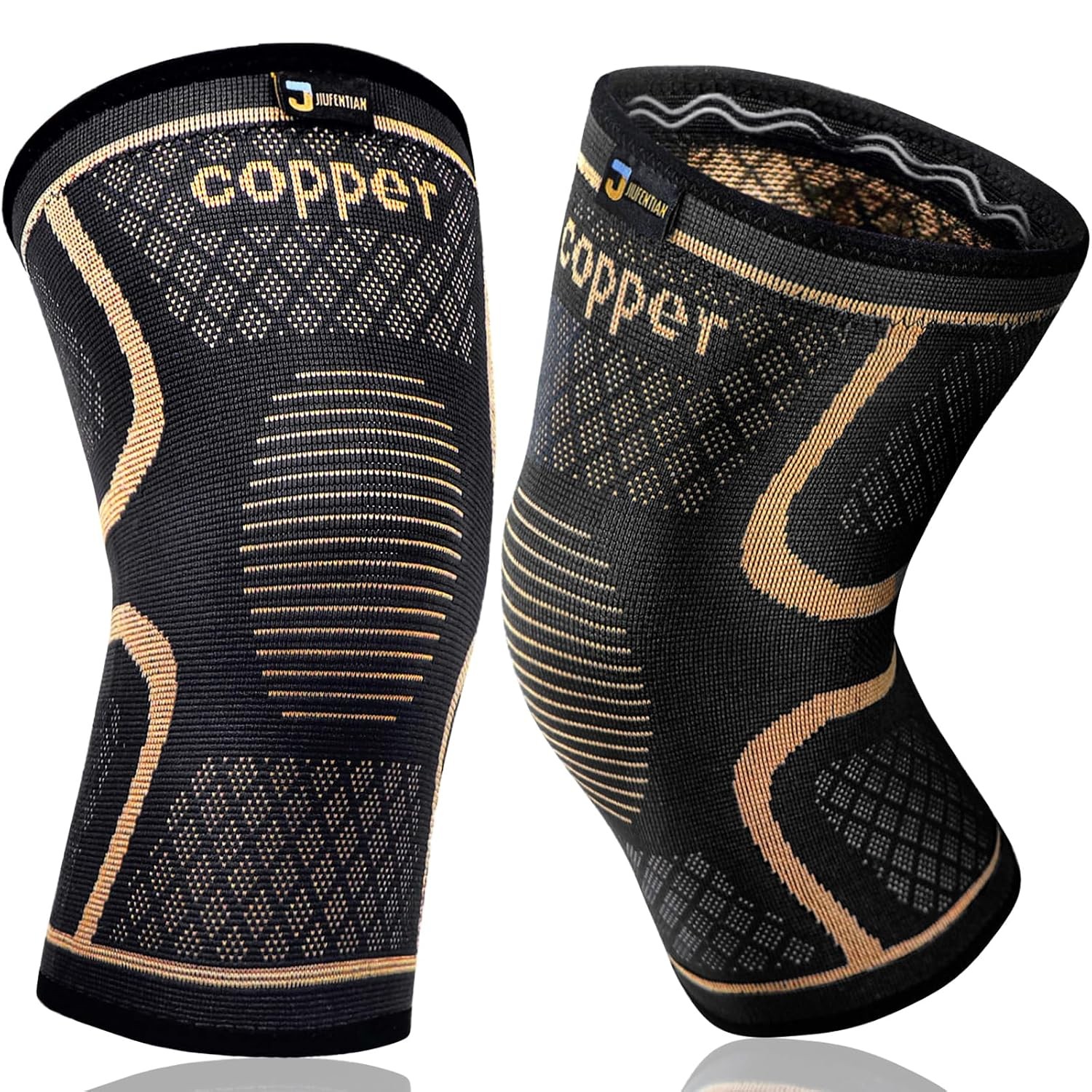 Copper Knee Support Brace for Men & Women Medium Size 2 Pack Knee Pain Relief