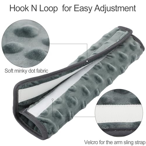 1Pc Arm Sling Padding for Neck Arm Sling Strap Cushion Minky Dot Dark Gray-1pc