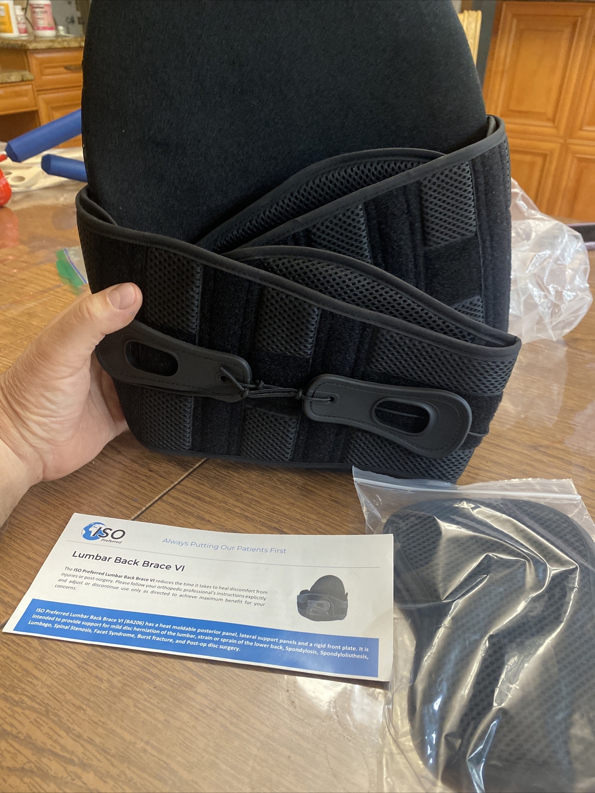 ISO Preferred Lumbar Back Brace VI ISO-BA206 Black Patient Care Posterior Panel