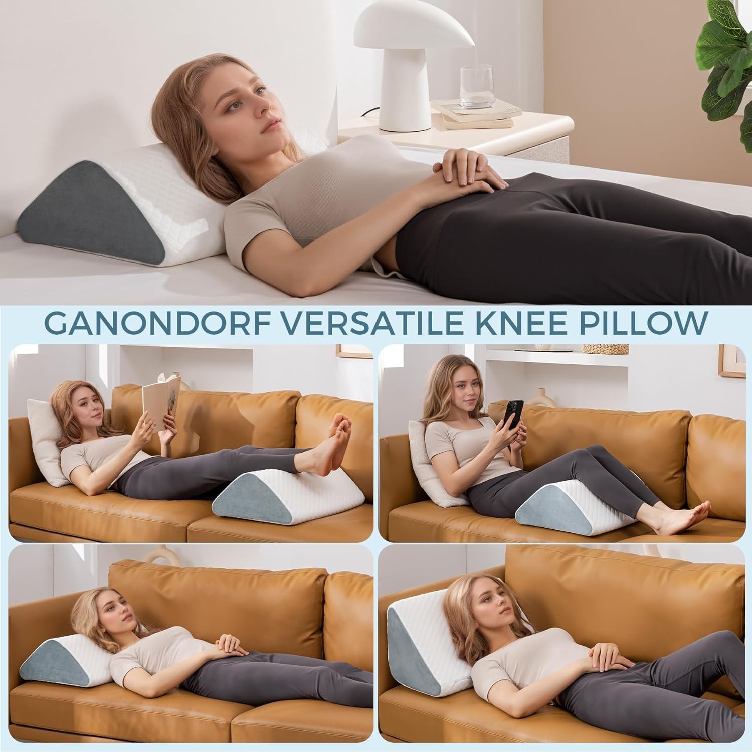 Knee Wedge Pillow 6.3” for Post-Surgery Recovery-Leg Elevation Support for S…