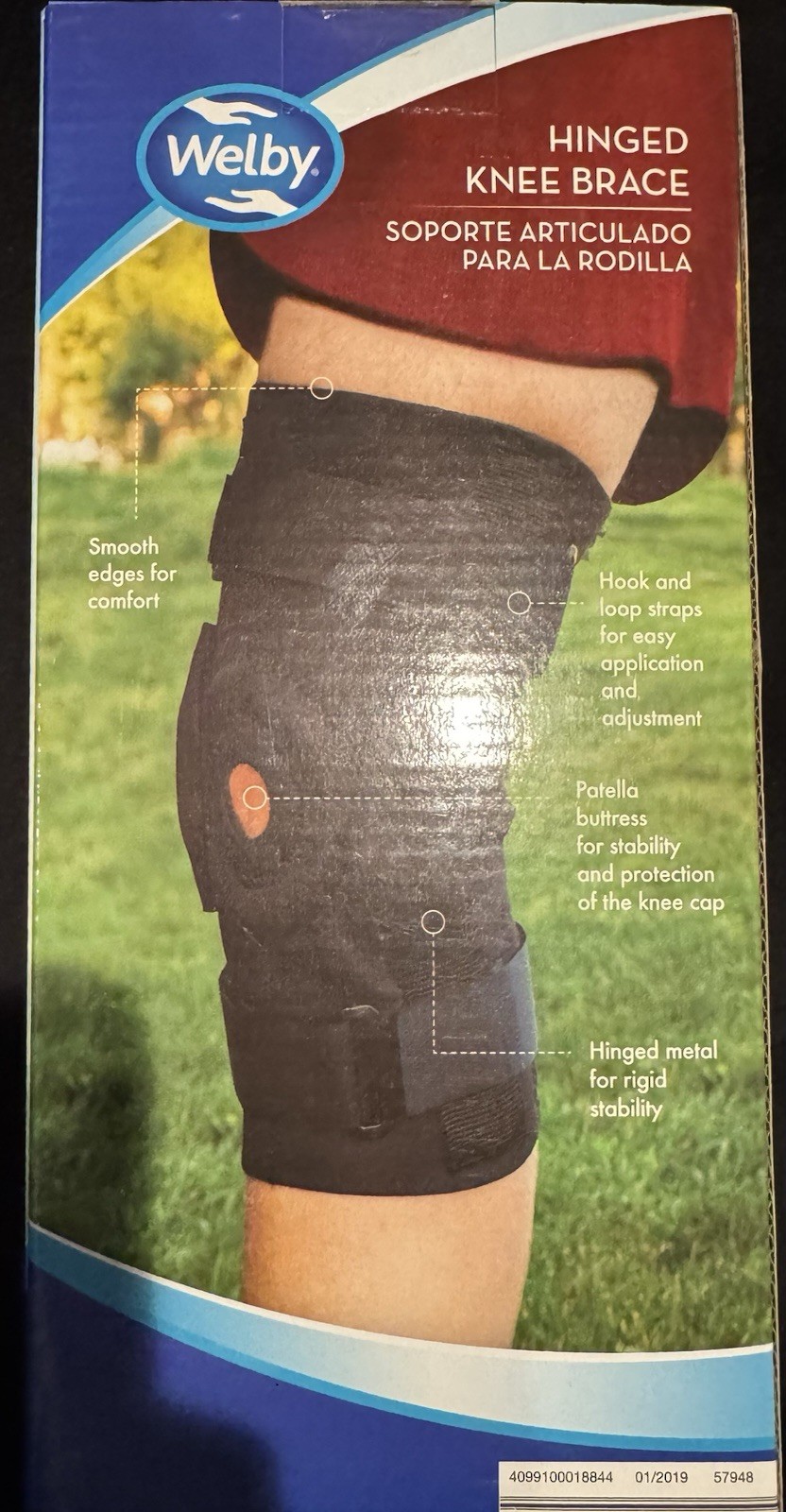 NIB Knee Brace Welby Hinged One Size Fits Most Breathable Lightweight Support