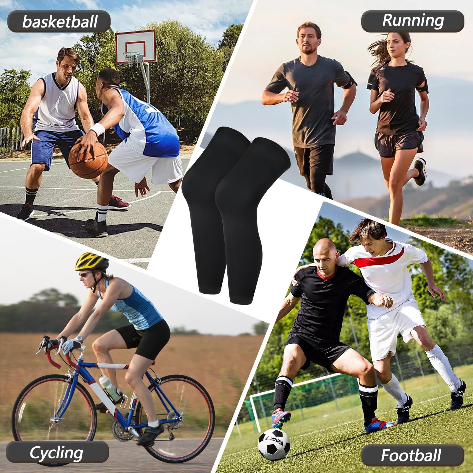 Compression Leg Sleeve, Basketball Leg Sleeve Full Length Sports Cycling Leg …