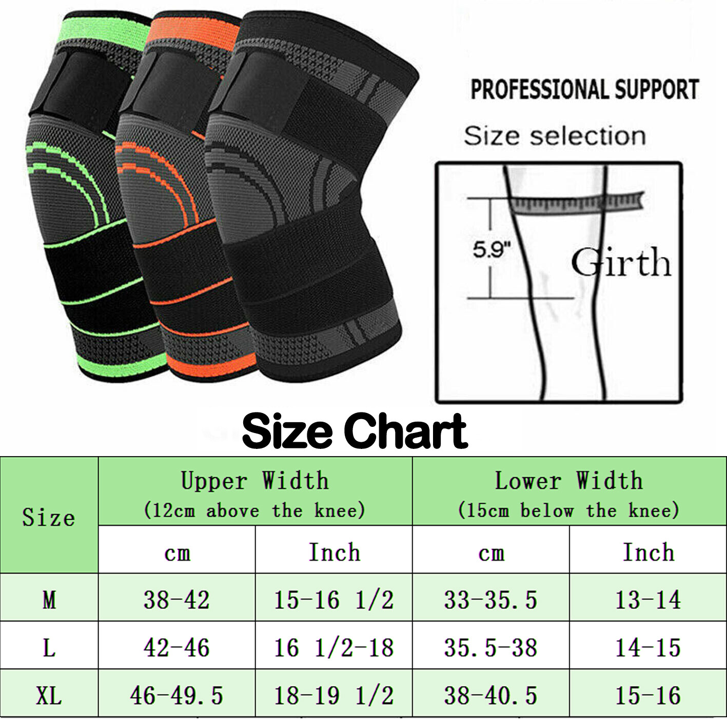Knee Sleeve Strap Compression Brace Support Joint Pain Arthritis Relief Sports