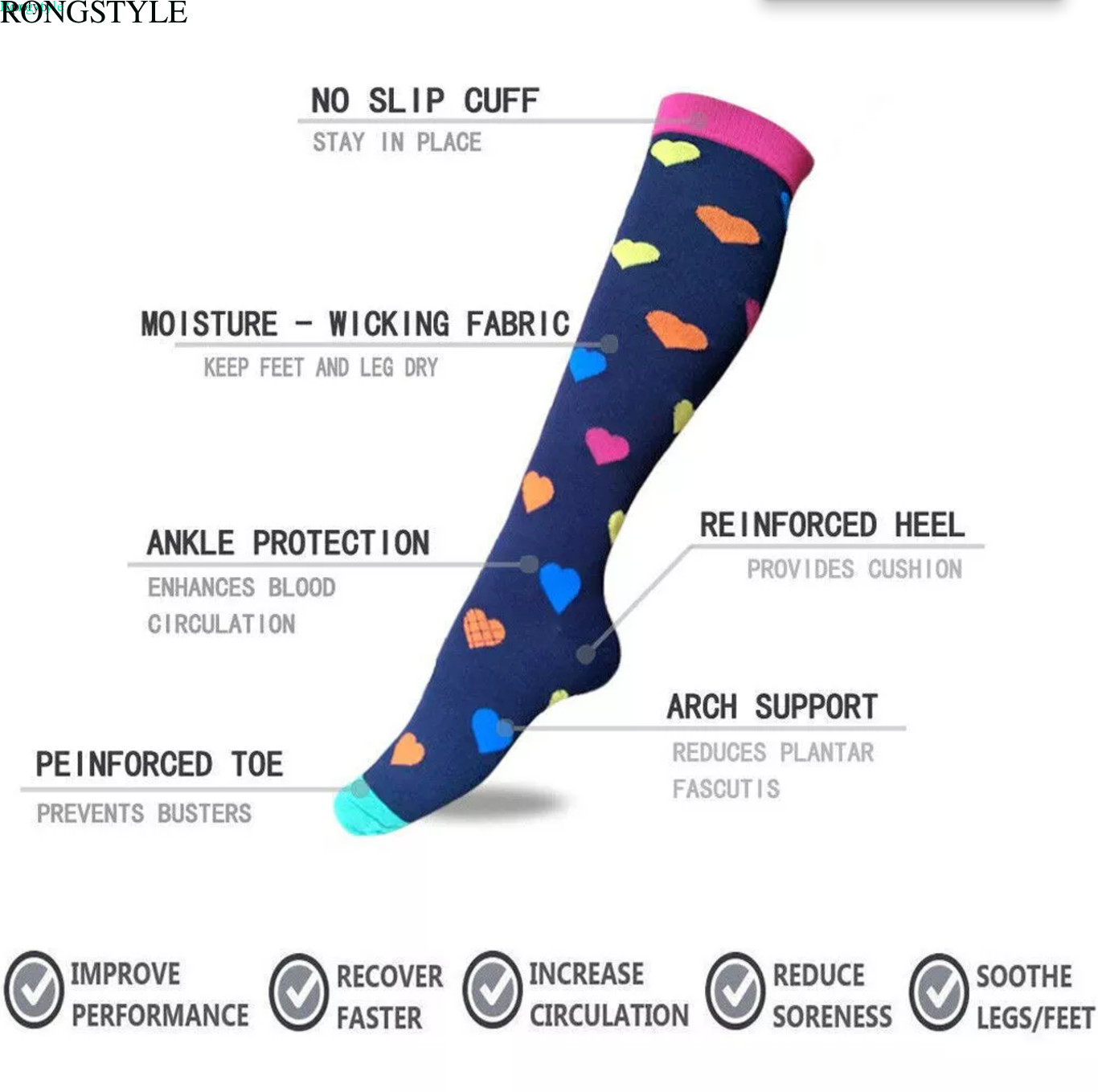 Compression Socks Stockings Womens Mens Knee High Medical 20-30 mmHG S/M-X/XL