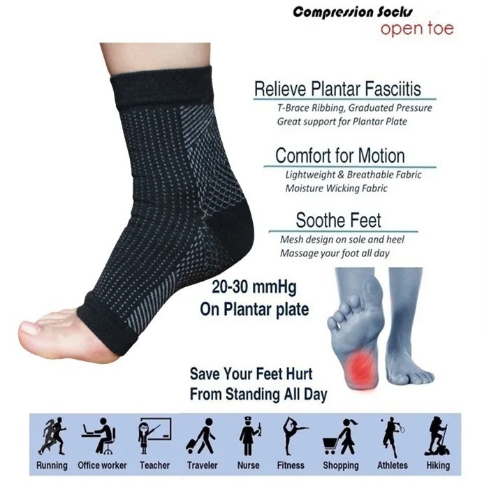 Best Plantar Fasciitis Ankle Support Sleeve Foot Pain Compression Heel Sock S-XL