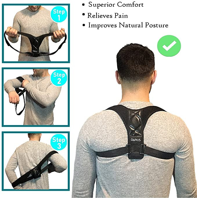 Posture corrector adjustable 29” – 40” clavicle support brace for back pain