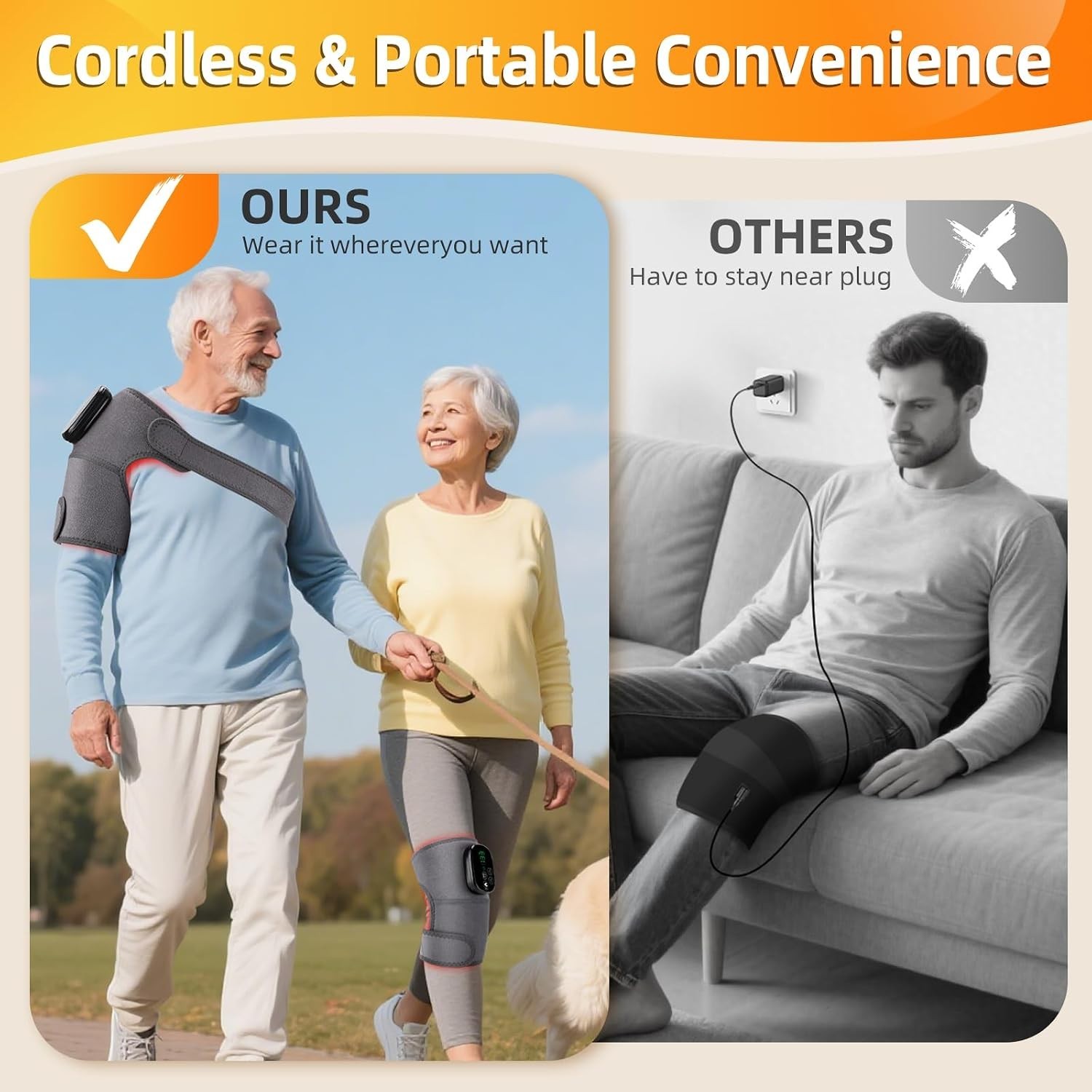 Knee Brace for Pain Relief,660nm&850nm Rechargeable Infrared Knee Devices 3 i…