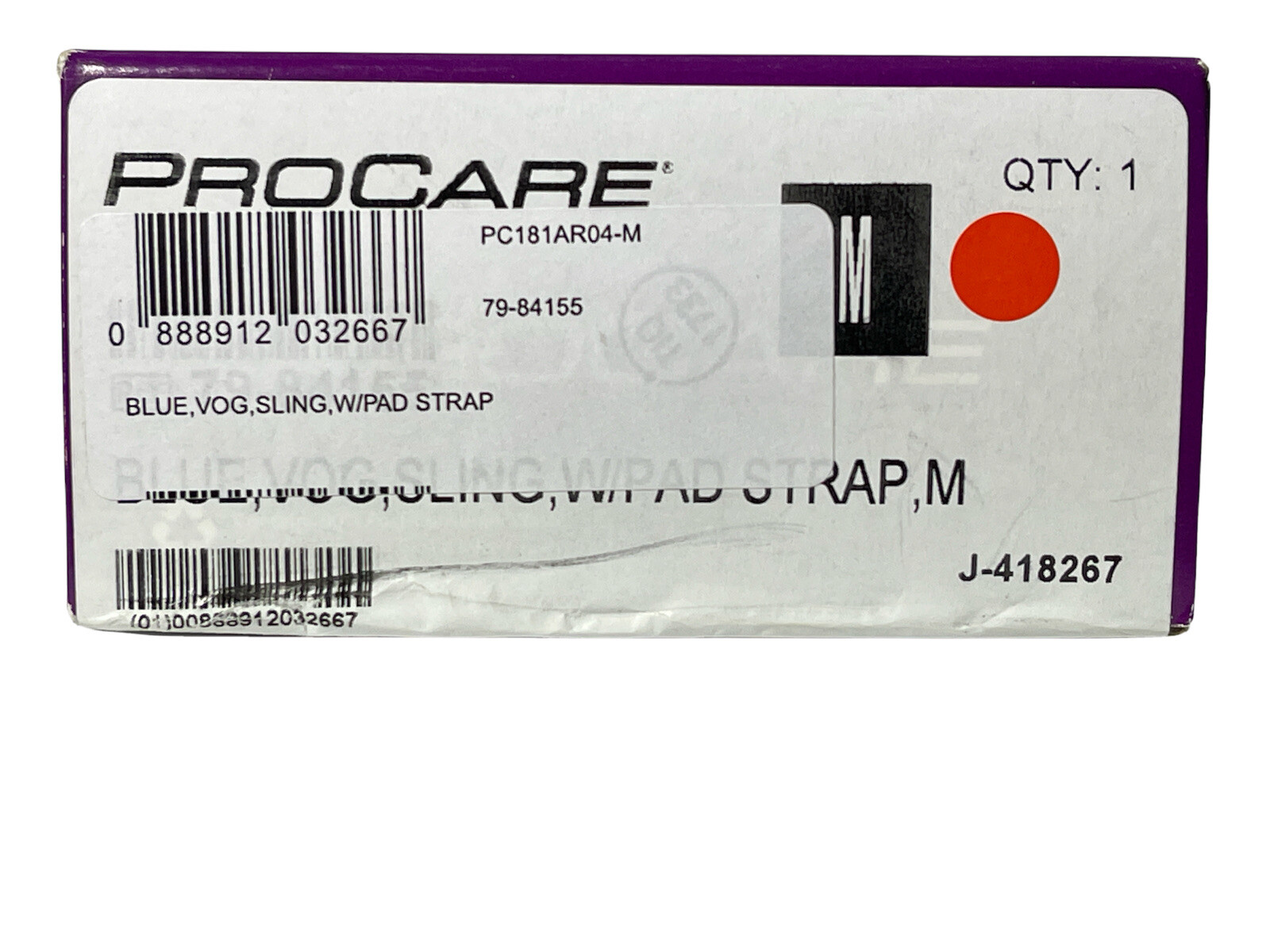 ProCare 79-84155 Blue Vogue Medium Arm Sling 8” Envelope Size Depth, 15” Length