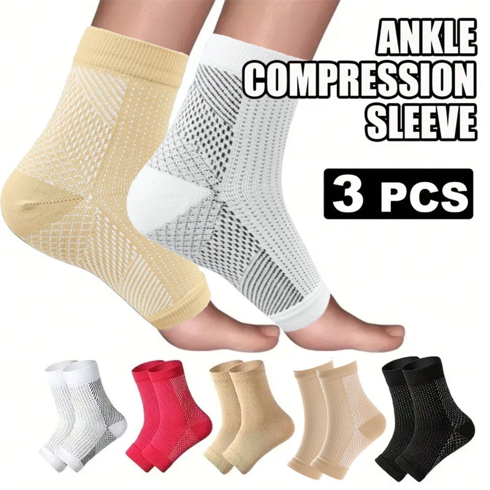 3 Pairs Open Toe Compression Socks Ankle Support Pain Relief Non-Slip Breathable