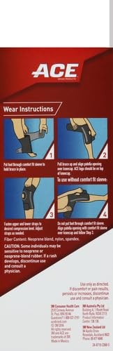 ACE Brand Adjustable Compression Knee Support, 1 Count (Pack of 1), Black