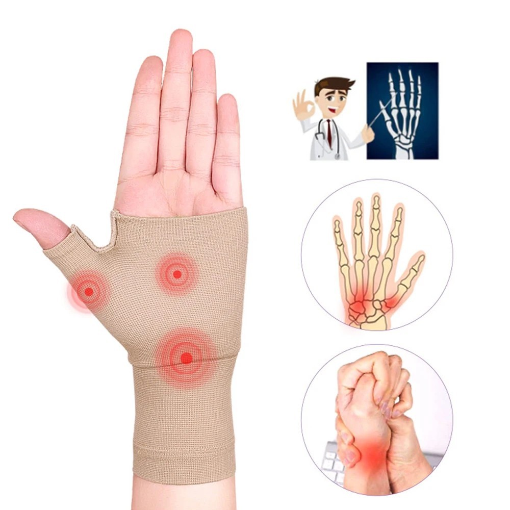 1 Pair Copper Arthritis Compression Split Thumb Wrist Support Joint Pain Relief