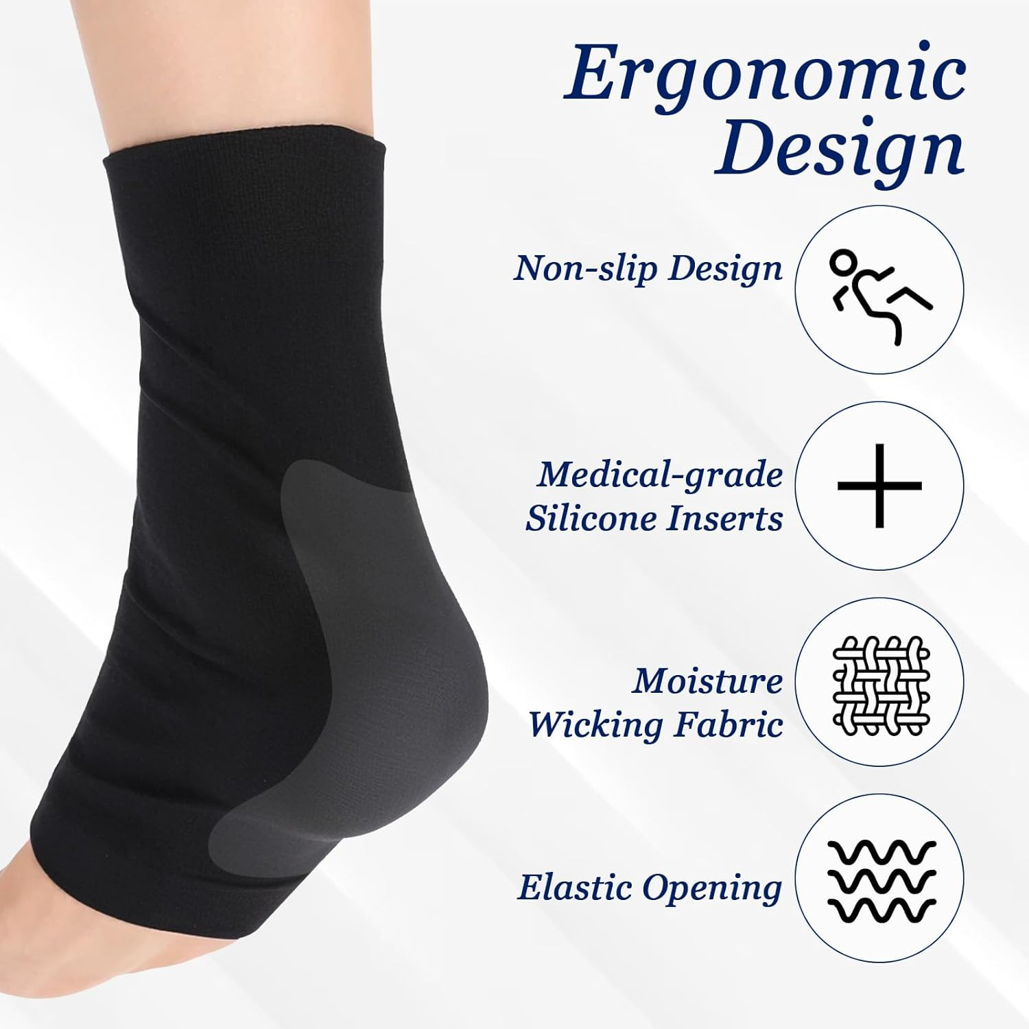2 Pcs Achilles Tendon Heel Protector Compression Padded Sleeve Socks Premium Gel